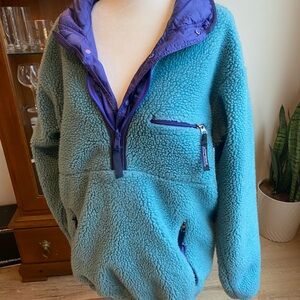 Patagonia Blue and Purple Fleece Hoodie
